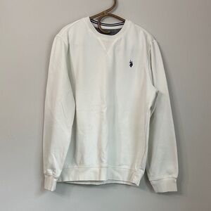 U.S. Polo Assn. White Crewneck Sweatshirt with Navy Pony